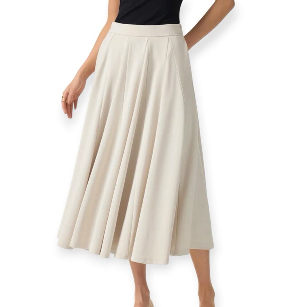 NWT OGL Sandwashed Lyocell Blend Volume Skirt Size Medium Fog Beige Pockets